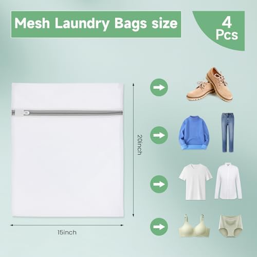 4 Pack Durable Laundry Bags Mesh Wash Bags, With Zipper - Image 5