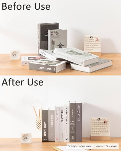 Kingsmile Book Ends, Adjustable Heavy Duty Metal Book Stoppers with Pen Holder for Desk Office Library Kids Room(Light Beige) - Image 4