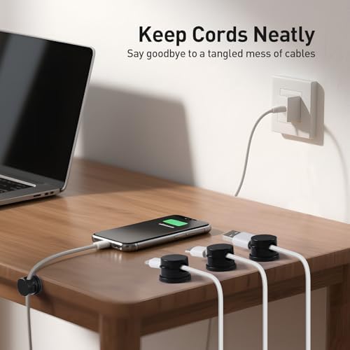AGPTEK 8 Pack Magnetic Cable Clips, 360° Rotatable Cord Holder, Black - Image 6