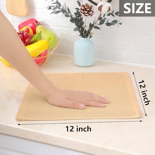Homaxy 100% Cotton Waffle Weave Kitchen Dish Cloths 12-Pack, Apricot - Image 5