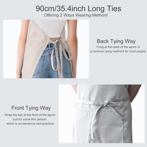 Kitchen Bib Chef Apron for Women Men with Pockets - Image 5