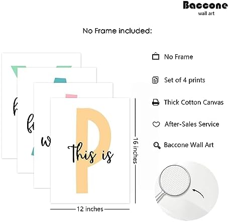 Baccone Kids Playroom Wall Art Playroom Wall Decor Kids Play Canvas Wall Art Play Sign Pictures Toddler Playroom Art Prints Nursery Children Artwork for Room Bedroom Set of 4 12x16 Inch Unframed - Image 2
