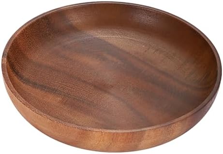 Round Bowl for Key Catch All Bowl Candy Dish for Coffee Table Acacia Wood Decorative Bowls for Organizing Wallet Fruit Snacks,7.9"x7.9"x1.8" by Unknown