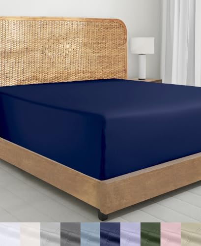 California Design Den 100% Organic Cotton Twin Fitted Sheet, Navy by CaliforniaDesignDen