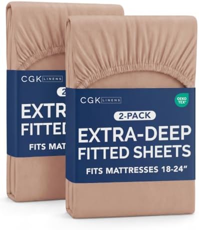 CGK Linens 2 Pack Extra Deep Twin Fitted Sheets - Mauve by CGKUnlimited
