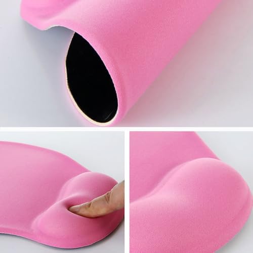 Ergonomic Mouse Pad with Wrist Rest, Gel Wrist Support Mousepad, Pain Relief Laptop Computer Mouse Pad, Non-Slip Mouse Pads for Office & Home (Pink) - Image 2