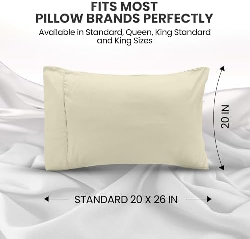 Pillow Covers Standard Set of 12, Soft and Comfy Pillow Cases, Ivory - Image 2