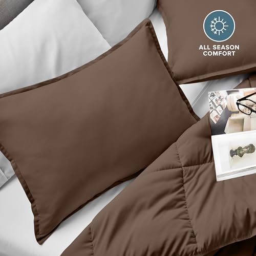 Bare Home Pillow Sham Covers 1800 Ultra-Soft Set of 2 (King, Cocoa) - Image 2