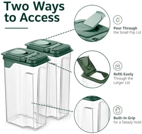 Tribello Food Storage Dispenser with Pour Spout Lid – Pantry Bin – Clear Slim Food Storage Container for Rice, Sugar, Cereal – BPA Free - Kitchen Organization (Large 3.8 Quarts - 2 Pack) - Image 4
