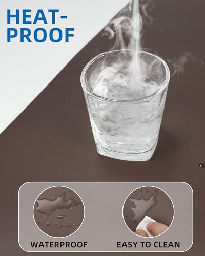 AFIING Leather Desk Pad Protector,Mouse Pad,Office Desk Mat, Non-Slip PU Leather Desk Blotter,Large desk mat,Waterproof Keyboard mat for Office/Home/Decor (Coffee,48"" x 17"") - Image 4