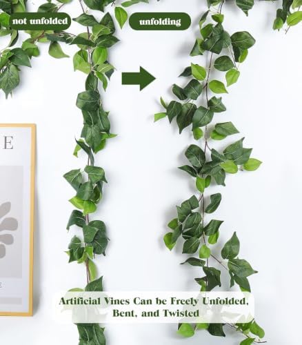 RECUTMS 6Pc Fake Vines Artificial Ivy Garland Silk Pothos Leaf Plants 6.3Ft - Image 5