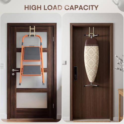 FYY 2 Packs Over The Door Hooks, Heavy Duty Door Hanger Hook, No Drill Wall Hooks for Hanging Coat, Towel, Bag in Bathroom, Closet Fits Most Doors Up to 1-7/8" Thickness （Pale Brown） - Image 5