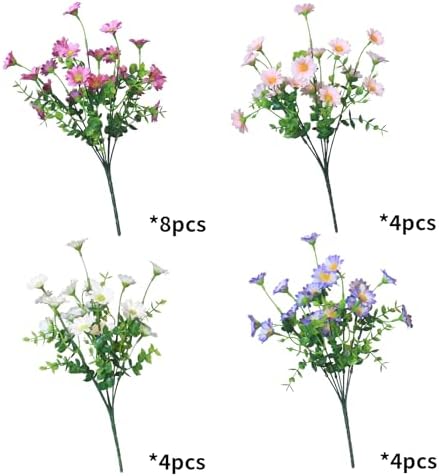 alyptus Enhance Your Outdoor Space Artificial Flowers & Plants 20 Bundles Anti-UV Simulated Flowers Lifelike Fake Silk Colorful Daisy Bulk for Christmas Thanksgiving Decoration (20 Bundles 1#) - Image 2