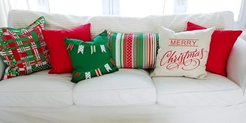 Thmyo 4-Pack 100% Cotton Comfortable Solid Decorative Throw Pillow Case Square Cushion Cover Pillowcase Sublimation Blank Pillow Covers DIY Throw Pillowcase for Couch Sofa Bed(22x22inch/ 55x55cm,Red) - Image 2