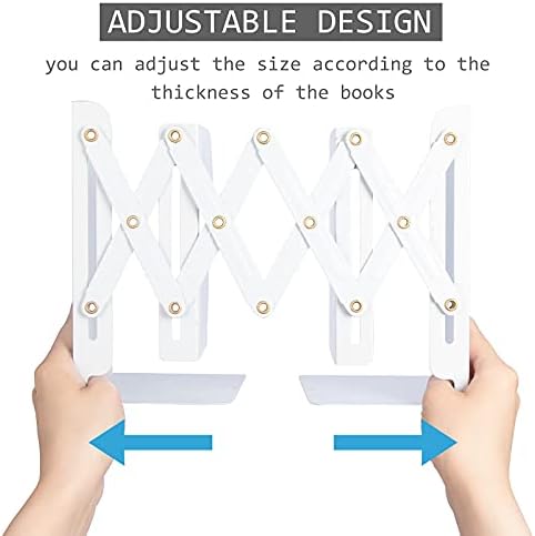 Aobopar Adjustable Metal Book Ends for Shelves White - Image 3