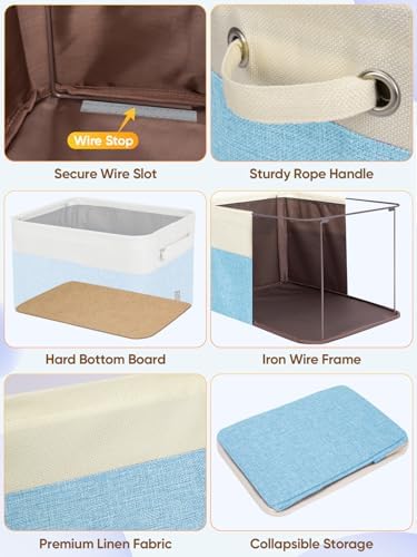 BALEINE 4 Pack Fabric Closet Storage Bins for Shelves, Linen Closet Organizers and Storage, Decorative Baskets for Organizing, Shelf, Clothes, Home, Office (Skyblue, 15''x11''x9.5'') - Image 6