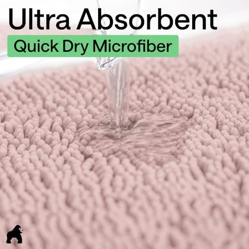 GORILLA GRIP Bath Rug Mat for Bathroom, Absorbent Chenille 24x17 Dusty Rose - Image 5
