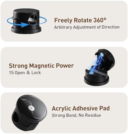 AGPTEK 8 Pack Magnetic Cable Clips, 360° Rotatable Cord Holder, Black - Image 3