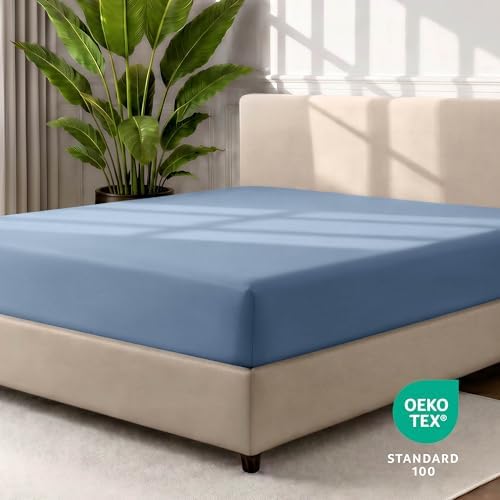 Bare Home Full Fitted Sheet - 1800 Ultra-Soft (Full, Coronet Blue) - Image 4