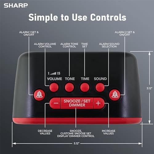 Sharp Big Bang 115dB Alarm Clock for Heavy Sleepers, Dual Alarms - Image 4