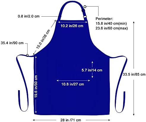Jubatus 2 Pack 100% Cotton Aprons with 2 Pockets Cooking Chef Kitchen Adjustable Bib Apron for Women Men, Blue - Image 7