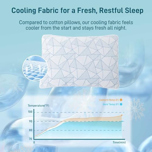 Cotelovo Shredded Memory Foam Cooling Soft Bamboo Viscose Pillows Adjustable Hypoallergenic Hotel Quality Pillows for Stomach, Back or Side Sleeper, Oeko-TEX Certified King Set of 2 - Image 3