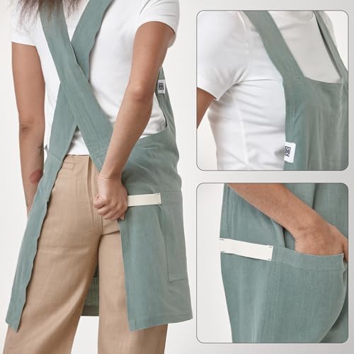 Cross Back Smock Apron with Pockets 4292Z - Image 4