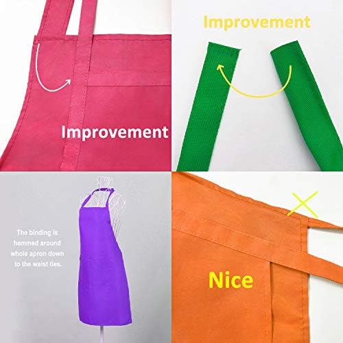 11 Pack Plain Color Bib Bulk Aprons for Women Men Chef, Waterproof Baking Painting Artist Cooking Kitchen Aprons with 2 Pockets (11, Multicolor) - Image 2