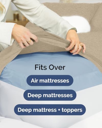CGK Linens 2 Pack Extra Deep Cal King Fitted Sheets - Heathered Beige - Image 7