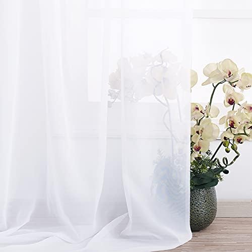 NICETOWN Sheer Canopy Bed Curtains Panels 216 - Home Decoration Sheer Voile Scarf Valance for Wedding (1 Panel, W60 x L216, White) - Image 3