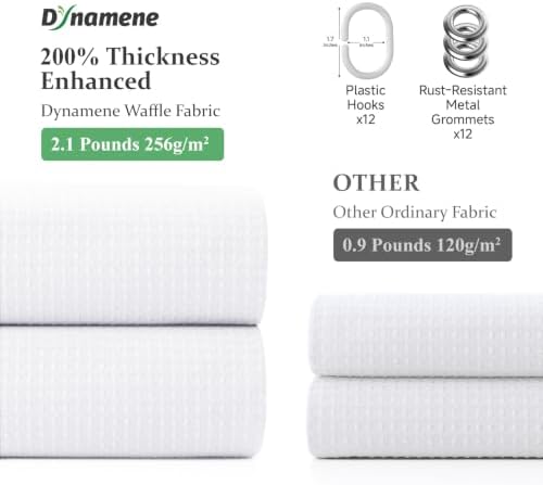 Dynamene Extra Long Waffle Shower Curtain 256 GSM Fabric 72x96 White - Image 5