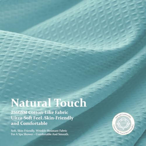 Dynamene Long Waffle Shower Curtain 256 GSM Heavy 72"x78" Teal/Turquoise - Image 4