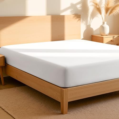 Bare Home 100% Organic Cotton Percale Fitted Sheet (Twin XL, White) by BareHome