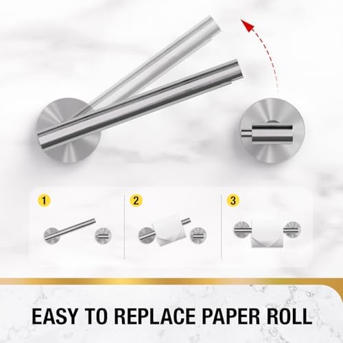 HITSLAM 2 Pack Brushed Nickel Toilet Paper Holder, Double Post Pivoting - Image 6