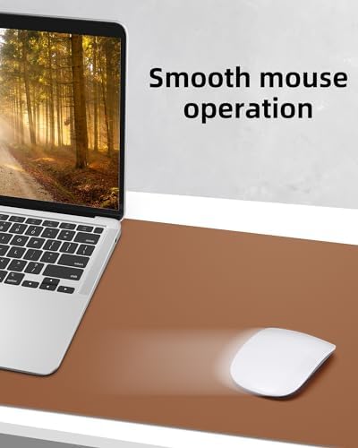 Leather Desk Pad Protector,Mouse Pad,Office Desk Mat, Non-Slip PU Leather Desk Blotter,Large Desk mat,Waterproof Keyboard mat for Office/Home/Decor (Brown,48" x 24") - Image 5