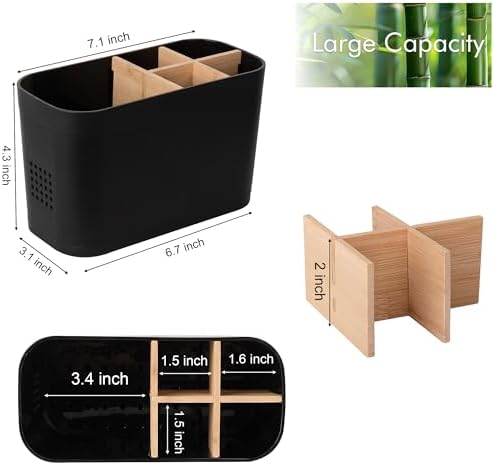 Toothbrush and Toothpaste Holder, 5 Slots, Black - Image 5