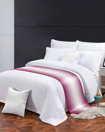 DecorLovee Rose Red Ombre Bed Runners for King Size Bed, Modern Abstract Decorative Bed Throws for Foot of Bed, Pink White Gradient Bed Runner Sofa Throw Bedding Scarf Protector Slipcover for Bedroom - Image 3