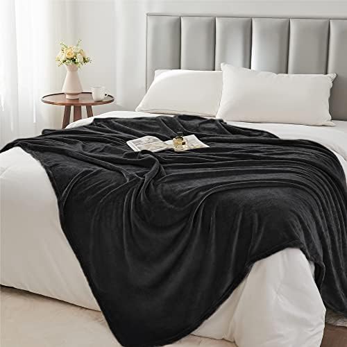 BEDELITE Fleece Blanket Soft Plush Queen Size Bed Blanket Black 90"x90" - Image 5