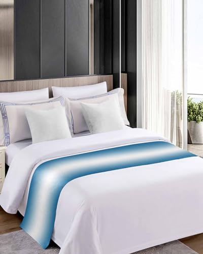 DecorLovee Blue Ombre Bed Runners for Cal King Size Bed, Modern Abstract Decorative Bed Throws for Foot of Bed, Blue White Gradient Bed Runner Sofa Throw Bedding Scarf Protector Slipcover for Bedroom - Image 4