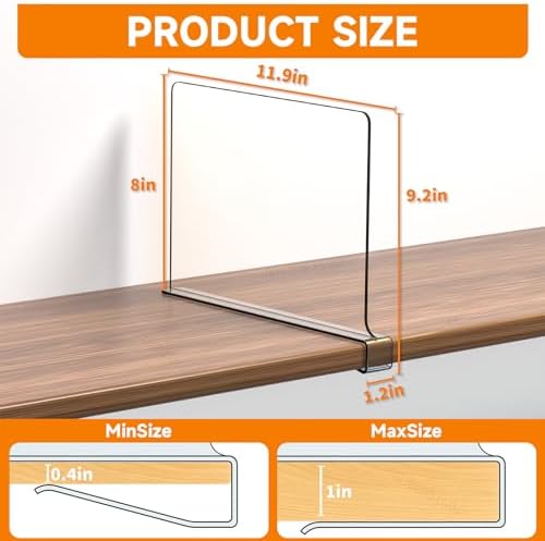Clear Acrylic Shelf Dividers for Closet Organization - 4 Pack Closet Shelf Divider for Sweatshirt,Towel,Bag,Purse,Clothing,Sweater Organizer,Plastic Dividers and Separators for Shelves and Bedroom - Image 2