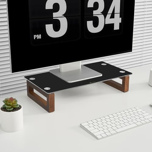 YEOUX Multi-Purpose Desktop Stand - 17.0" x 9.0" x 3.5" (Black & Walnut) - Image 2