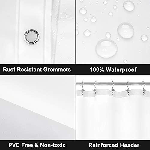 Barossa Design Frosted Shower Curtain Liner with 6 Magnets, Frost, 72x72 - Image 3