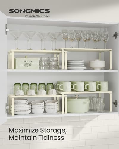 SONGMICS Cabinet Organizer Shelf, Set of 2 Spice Rack, Kitchen Storage - Image 2