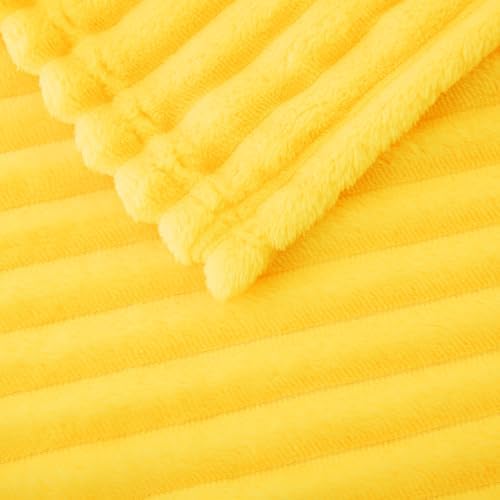 Bright Yellow Fleece Throw Blanket 108”×90” for Couch Sofa Livingroom - Image 3