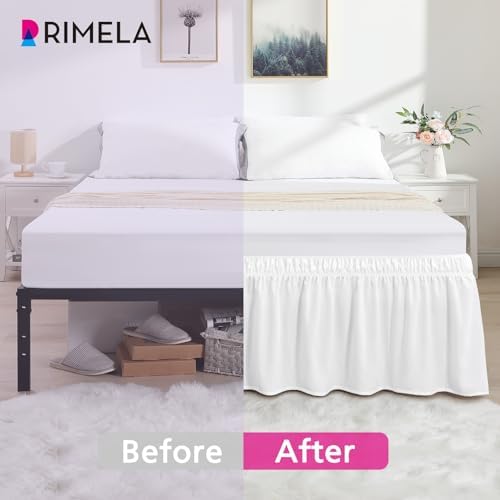 Bright White Bed Skirt Twin Size 15" Drop, Elastic Wrap Around Bedskirt - Image 3