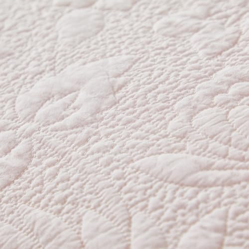 Brandream Standard Size Quilted Pillow Shams Cotton Set of 2 Light Pink Farmhouse Scallop Edge Decorative Pillow Covers - Image 4