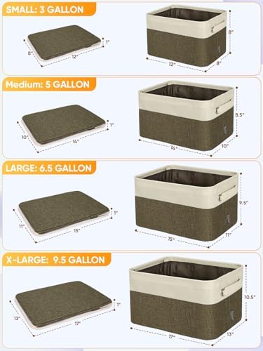 BALEINE 4 Pack Fabric Closet Storage Bins for Shelves, Linen Closet Organizers and Storage, Decorative Baskets for Organizing, Shelf, Clothes, Home, Office (Brown, 14''x10''x8.5'') - Image 2