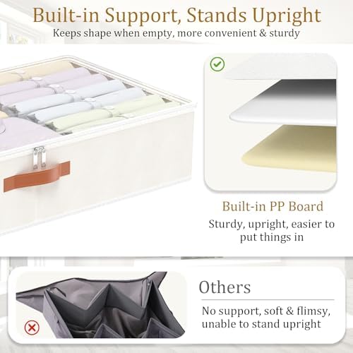 Yawinhe 48L Under Bed Storage Containers,2 Pack Blanket Bags,Beige - Image 6