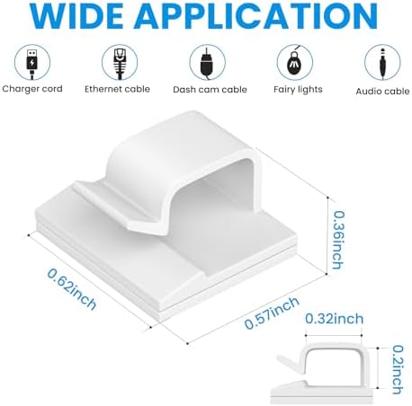 30 Pcs Small White Adhesive Cable Clips for wall, Cord Holder for Desk car - Image 2