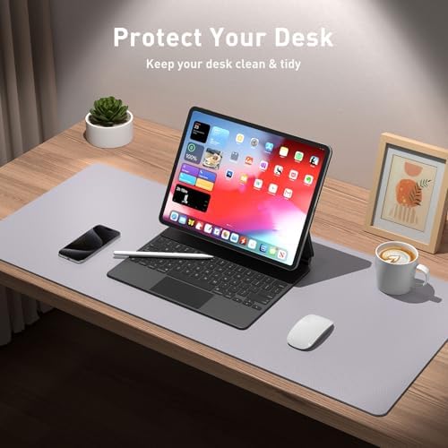 Aothia Large PU Leather Desk Pad Protector - Non-Slip Mouse Pad & Writing Mat for Office/Home, Waterproof, Easy to Clean (36" x 17", Smoky Lavender) - Image 4